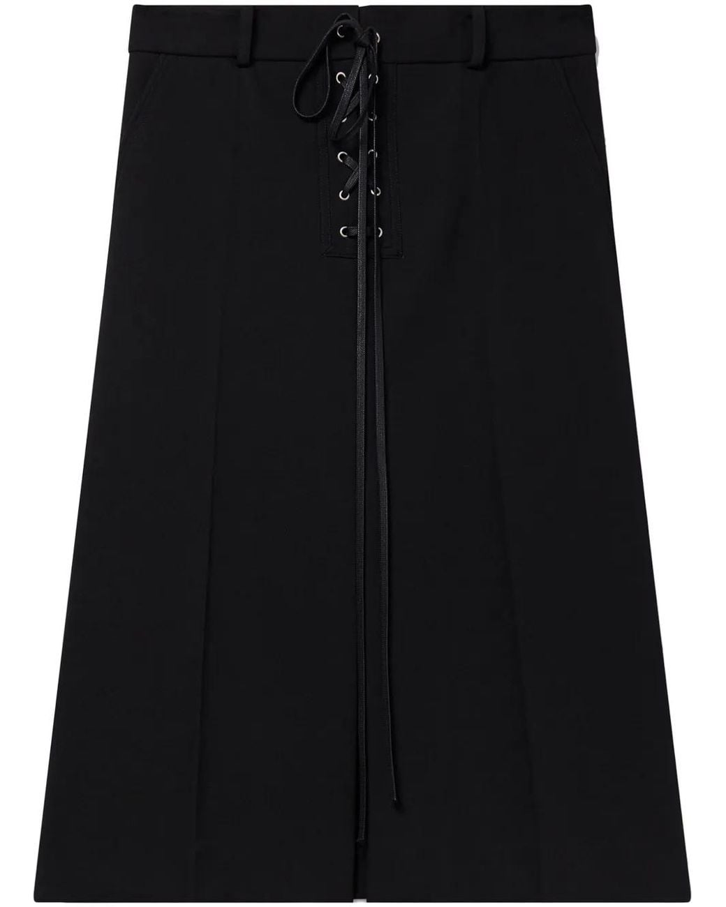 Stella McCartney Black A-Line Wool Midi Skirt