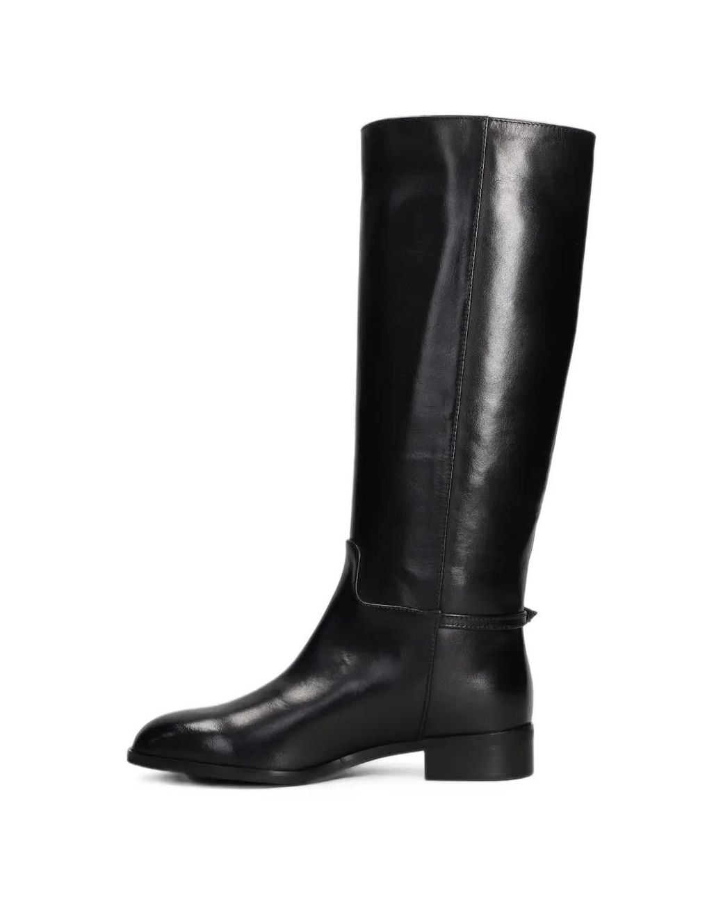 Julie Dee Black Buckle-Detail Leather Boots