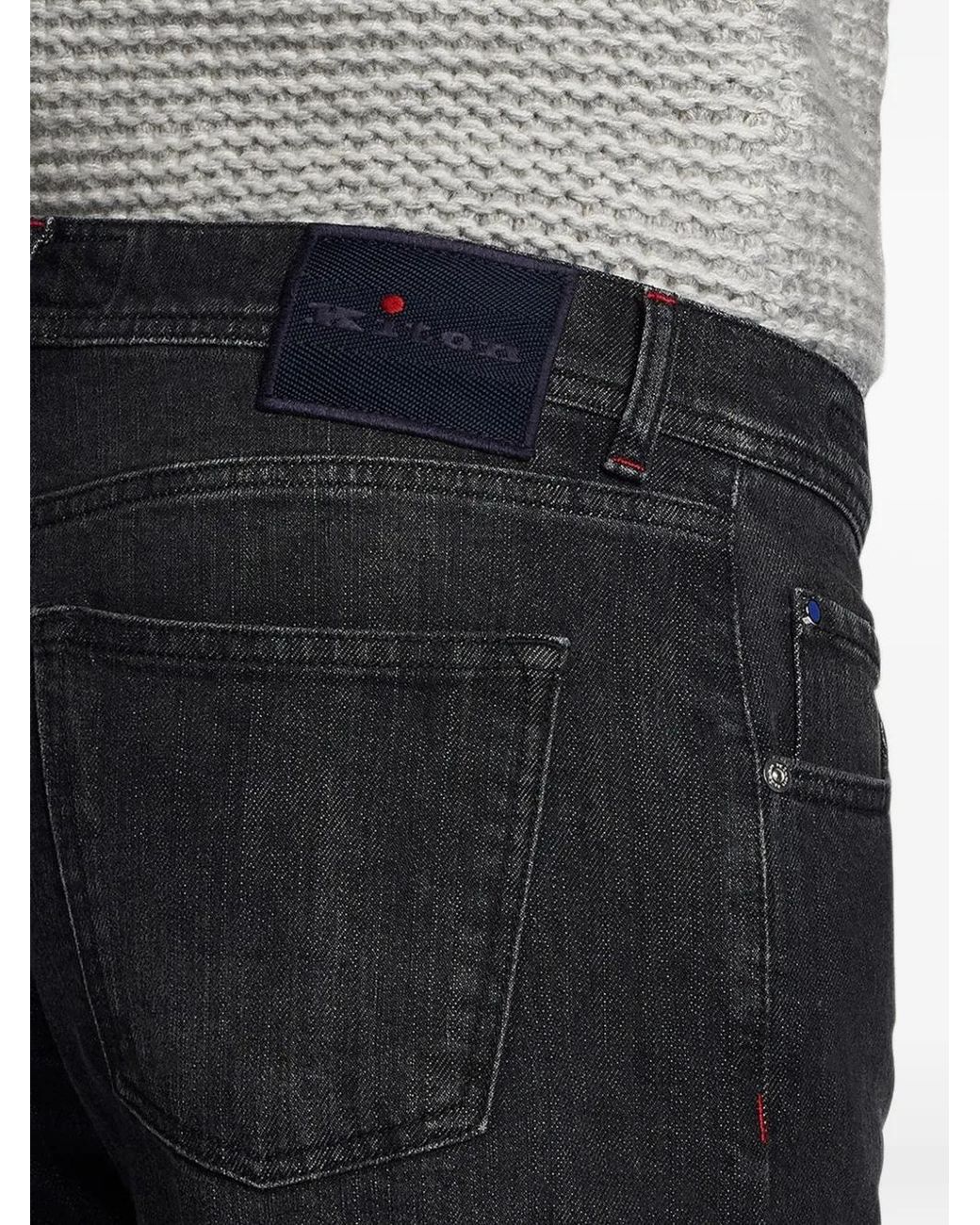 Kiton Gray Kurabo Mid-Wash Jeans for men
