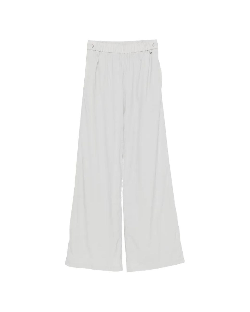 Herno White Elasticated Wide-Leg Trousers