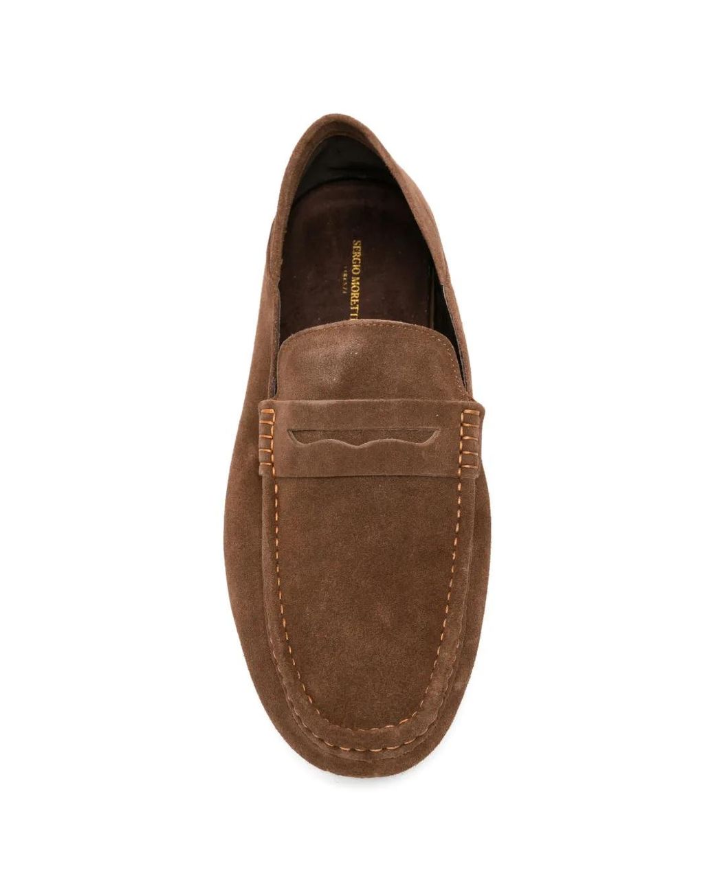 SERGIO MORETTI FIRENZE Brown Suede-Finish Penny Loafers for men