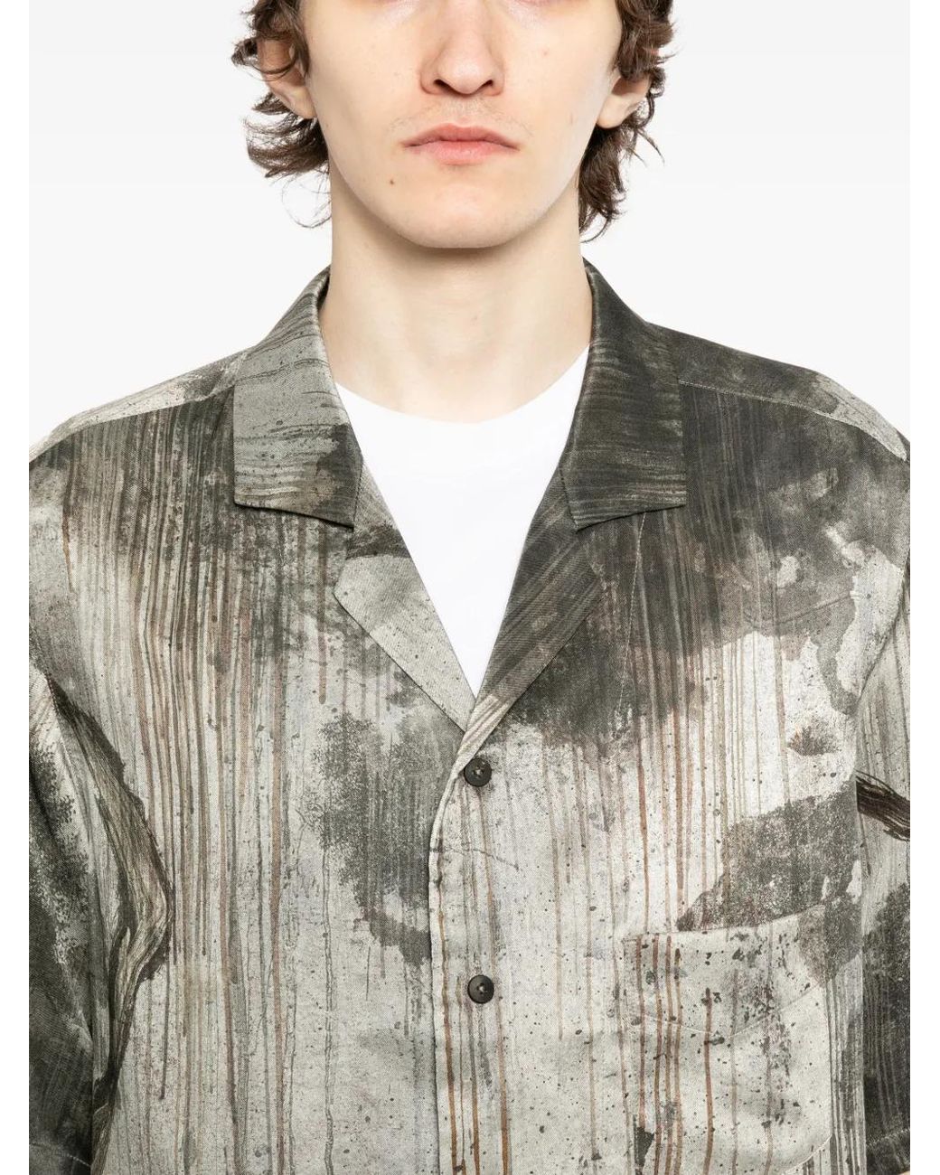 Ziggy Chen Gray Printed Silk Shirt for men