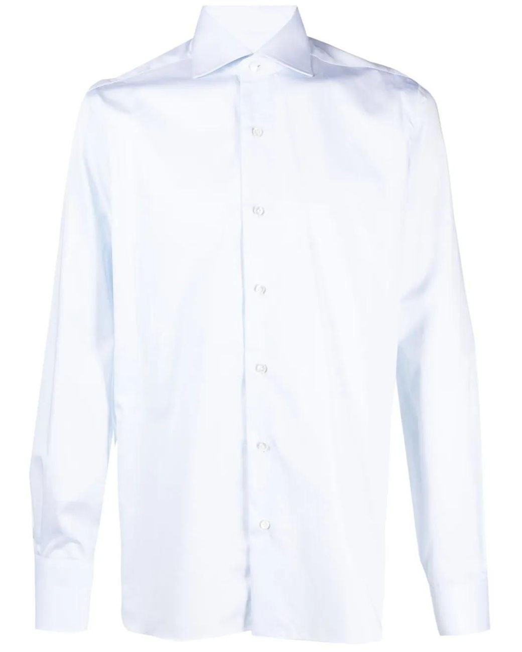 Barba Napoli White Long-Sleeve Cotton Shirt for men