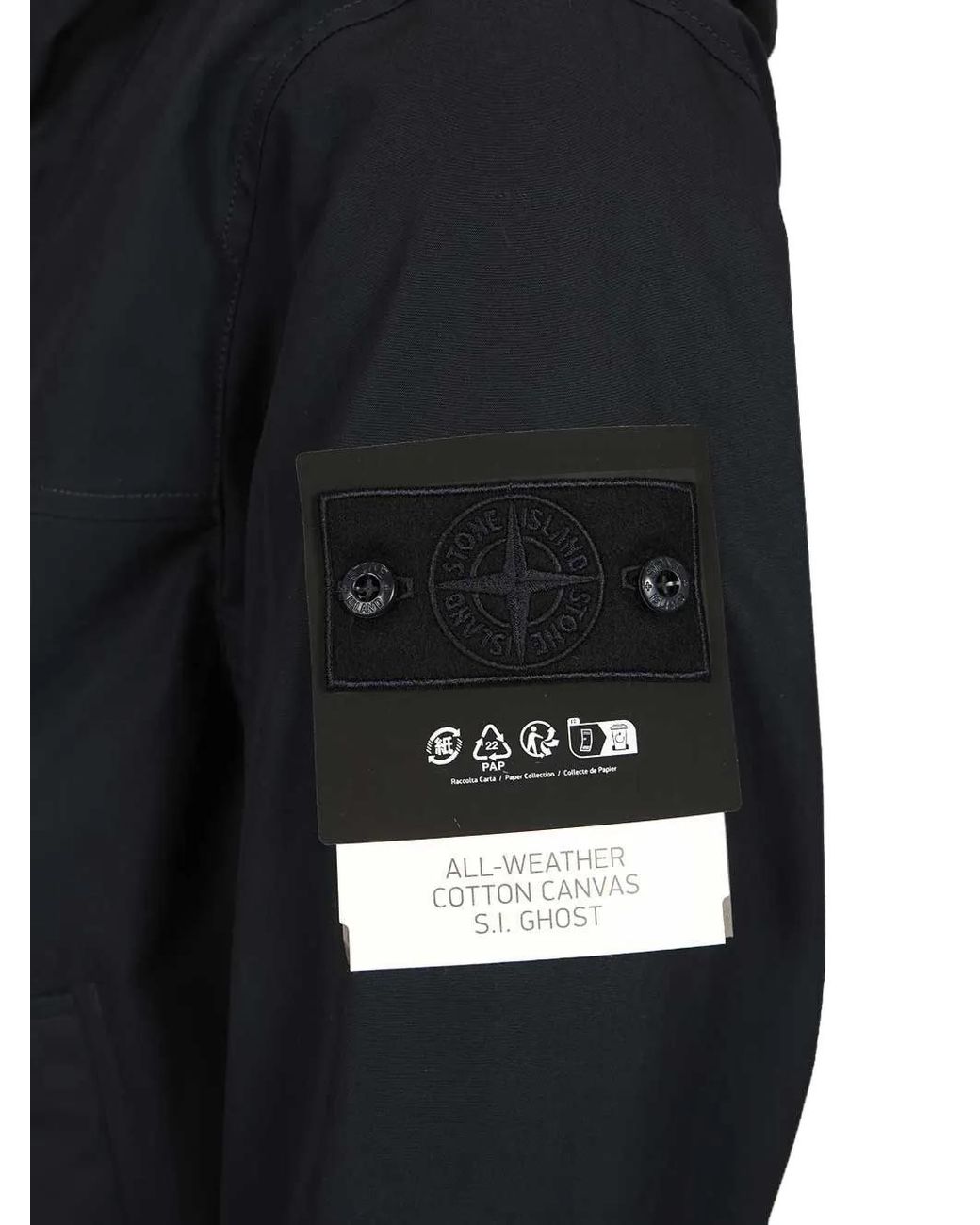 Stone Island Blue Hooded Twill Cotton Jacket for men