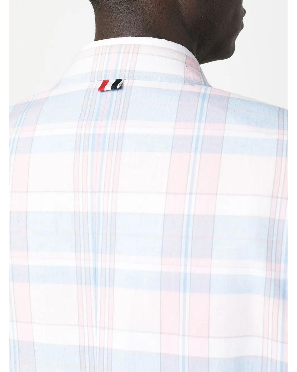 Thom Browne White Plaid-Check Pattern Cotton Blazer for men