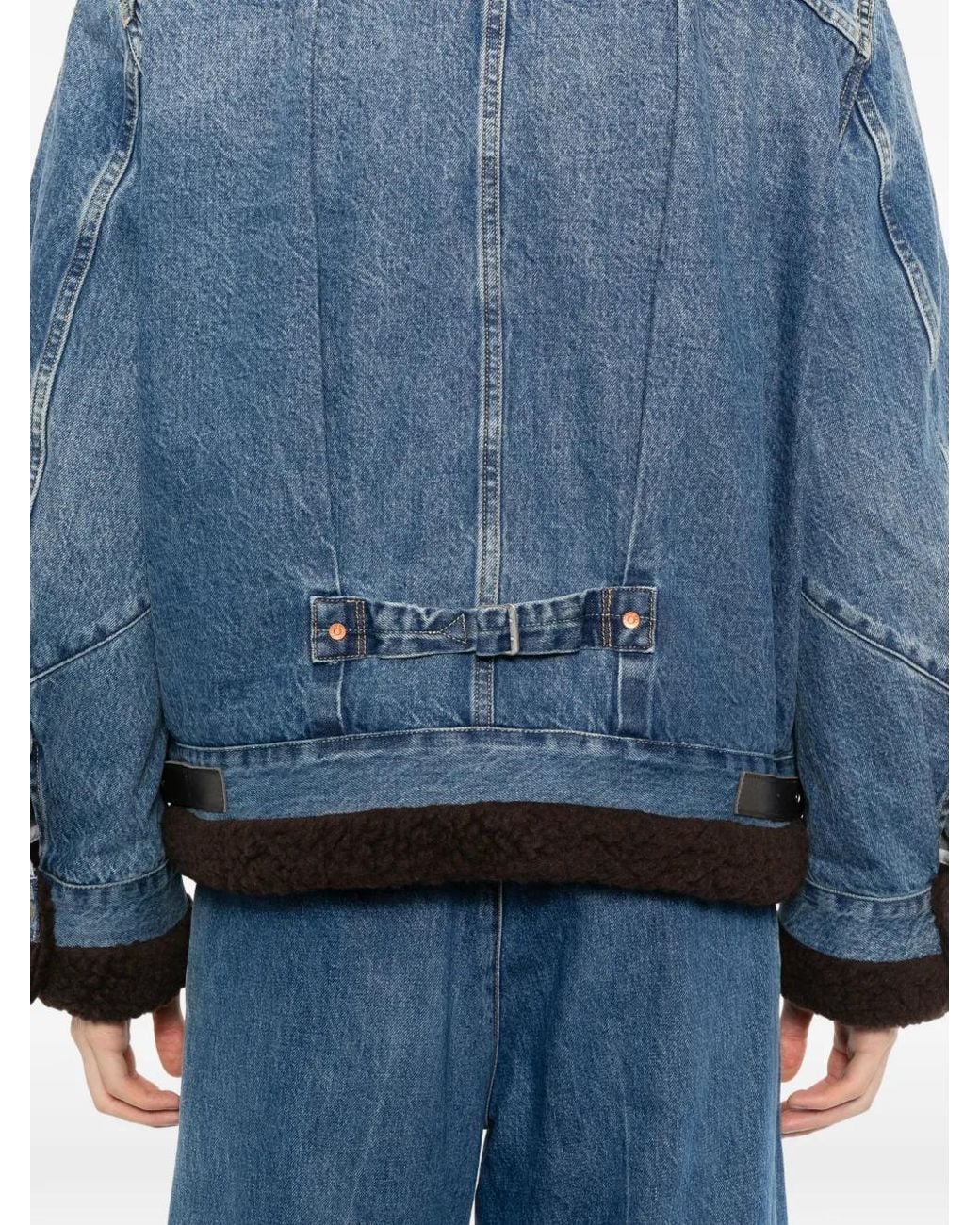 Sacai Blue X Levi's Shearling-Trim Denim Jacket for men