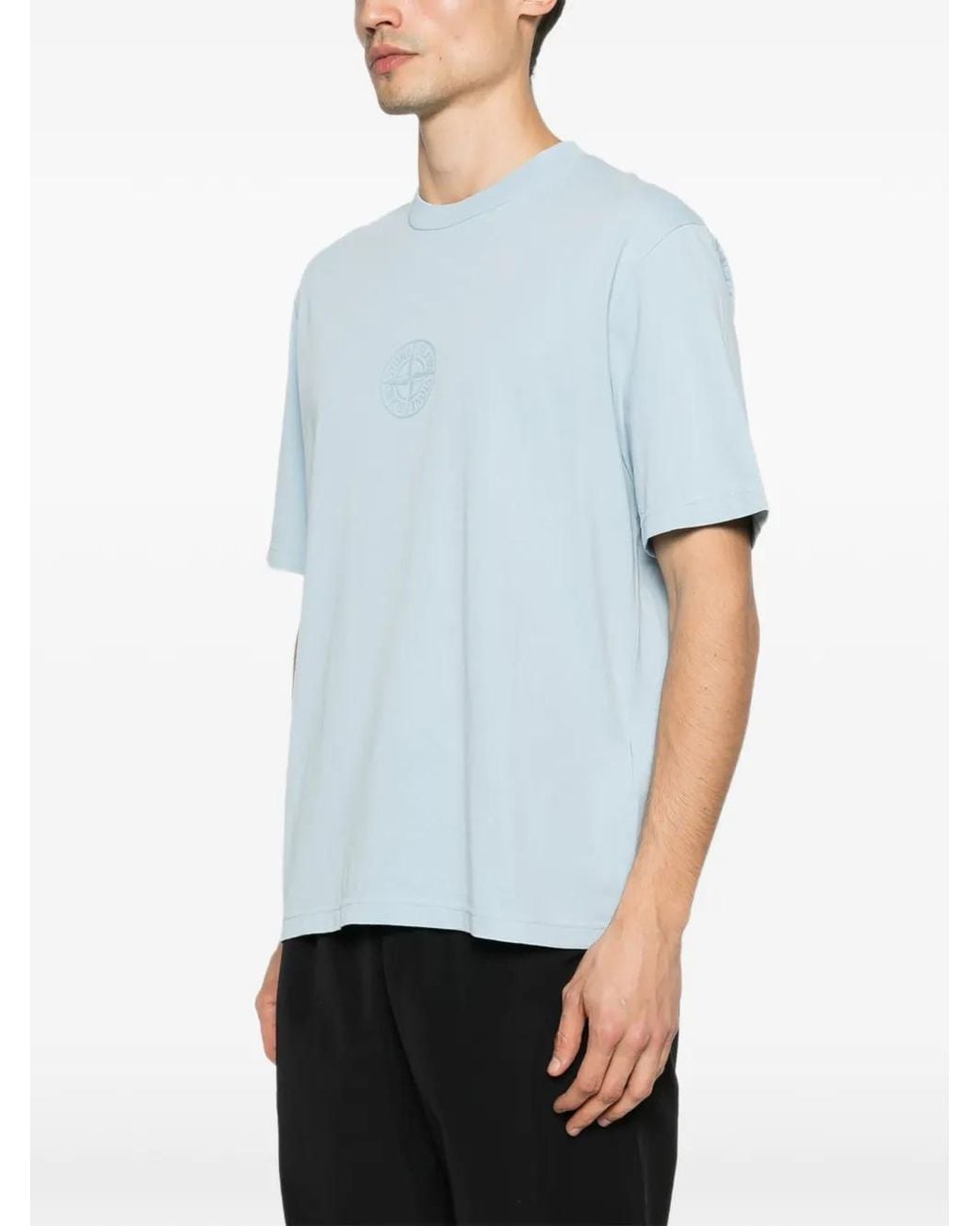 Stone Island Blue Cotton T-Shirt for men