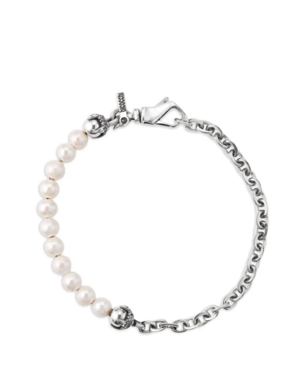 Emanuele Bicocchi Metallic Pearl Half-Chain Bracelet