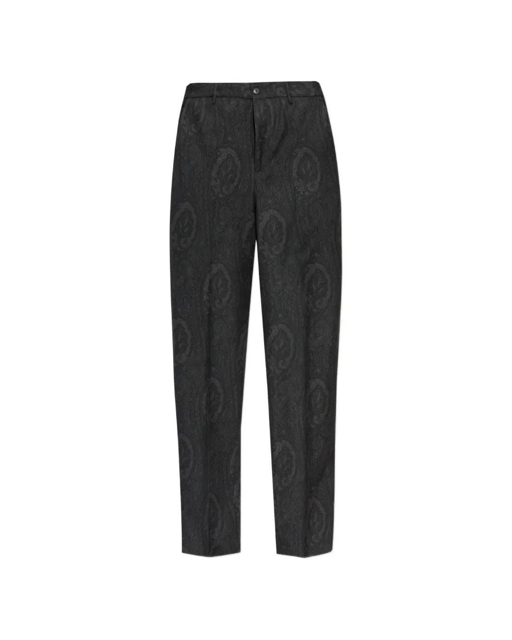 Etro Black Paisley-Print Pleated Trousers for men