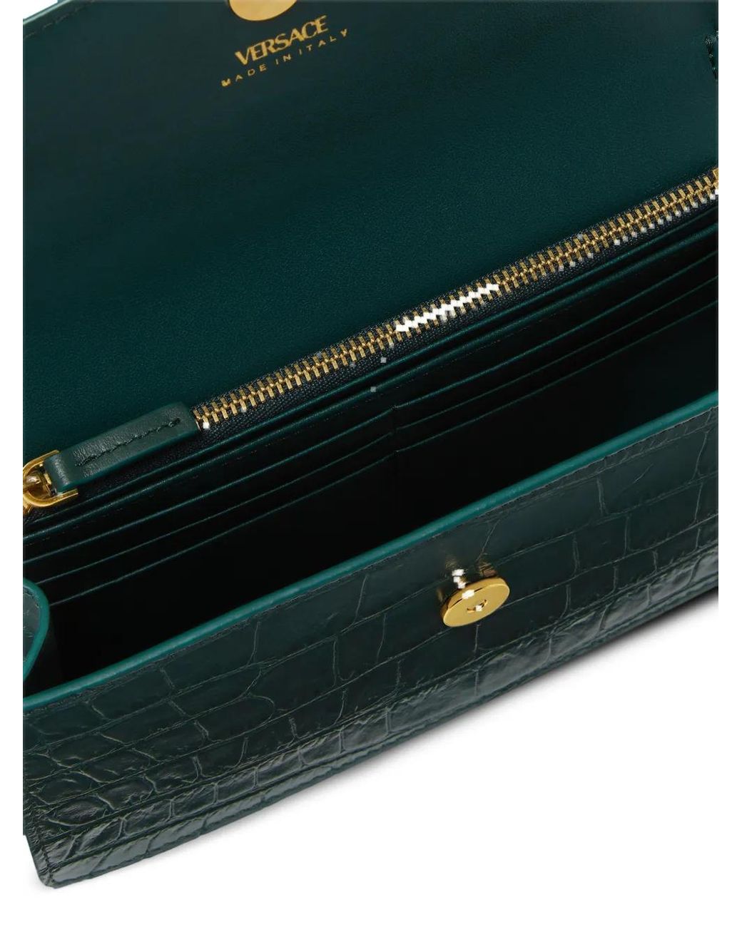 Versace Green Medusa '95 Croc-Effect Clutch