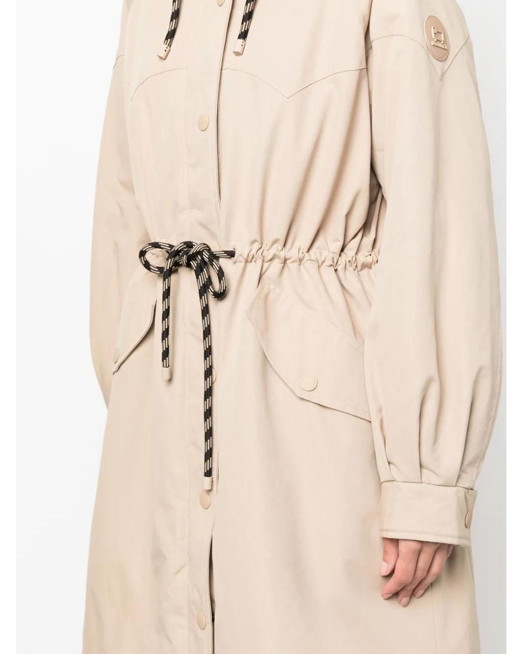 Woolrich Natural Long-Line Drawstring Parka Coat