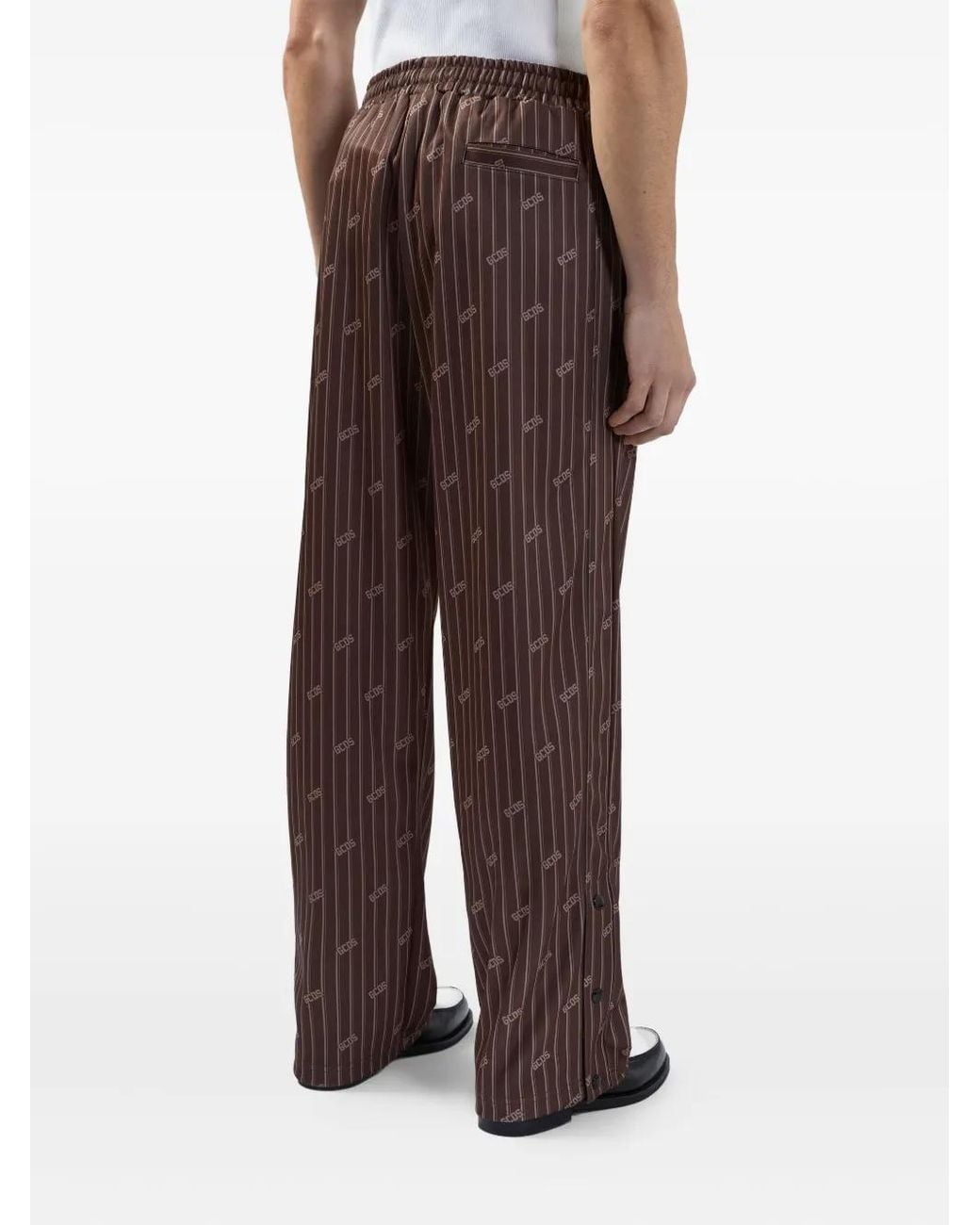 Gcds Brown Pinstriped Track Pants for men