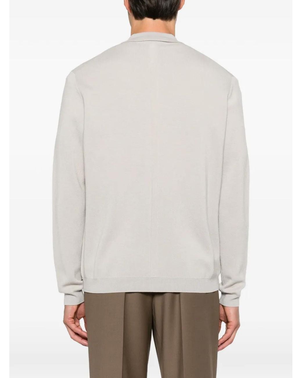 Low Brand White Long-Sleeve Polo Shirt for men
