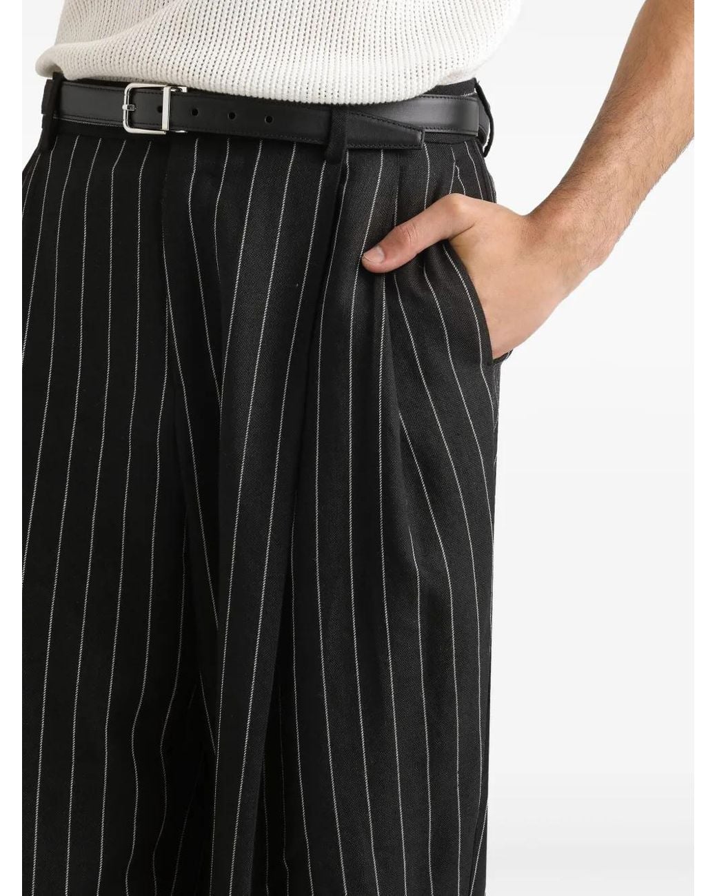 Dolce & Gabbana Black Striped Tailored Pants for men