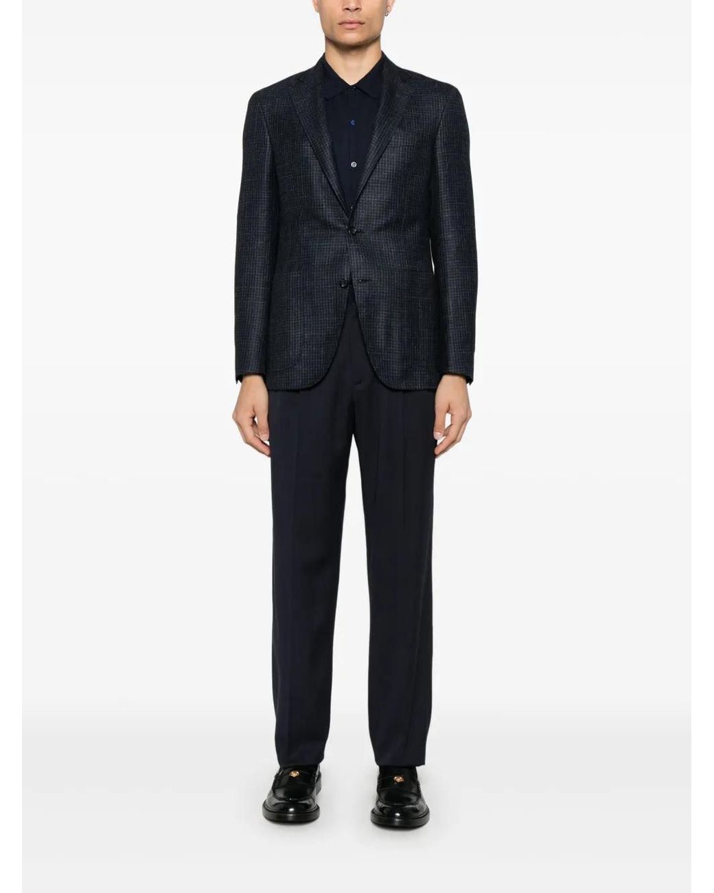 Canali Blue Houndstooth-Pattern Blazer for men