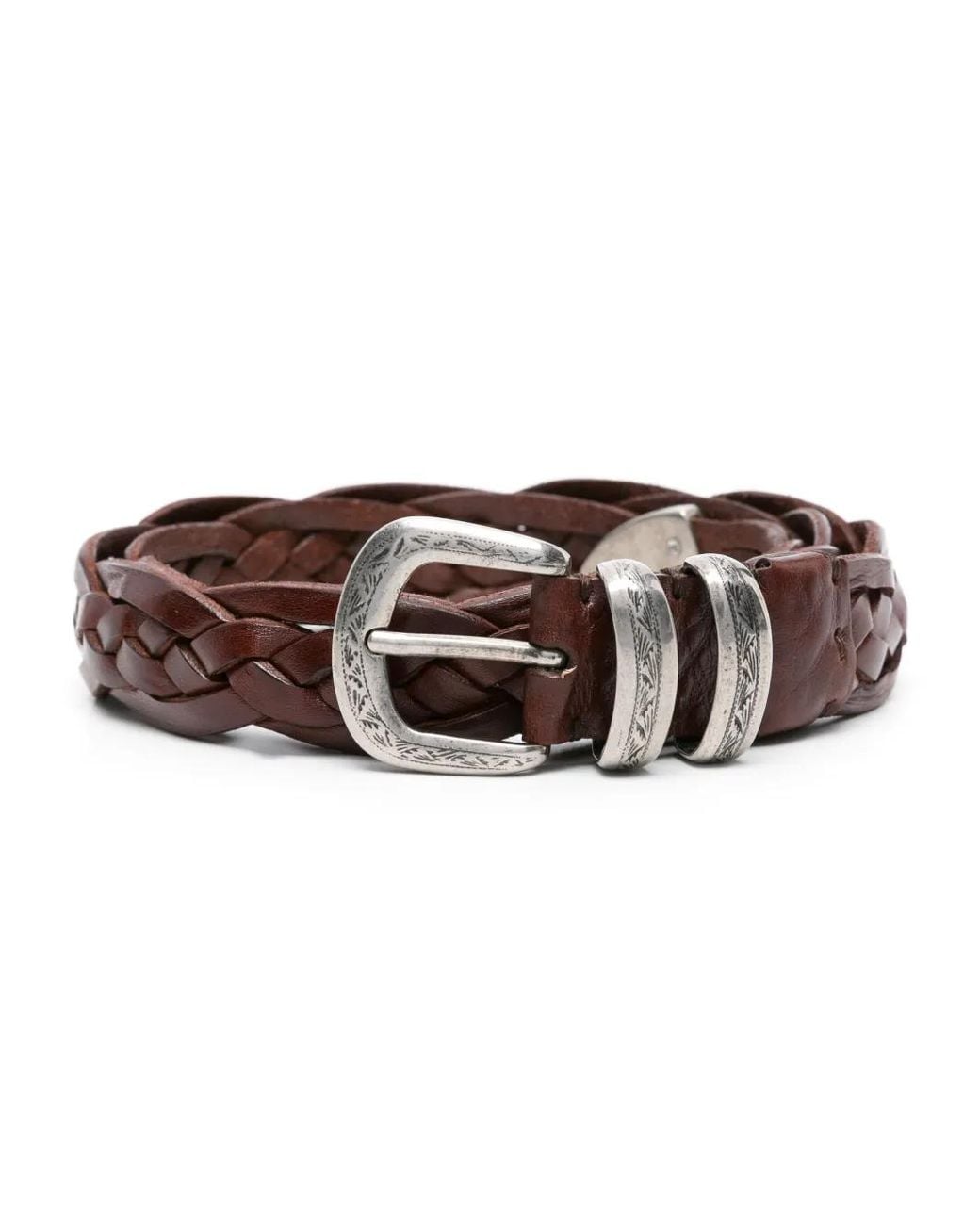 Brunello Cucinelli Brown Braided Leather Belt for men