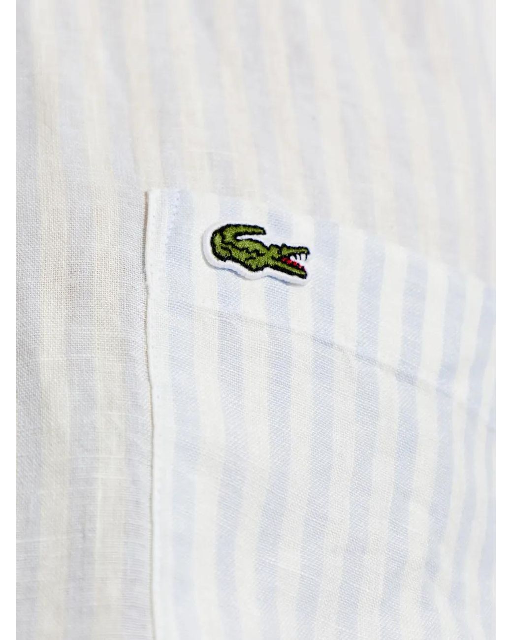 Lacoste White Striped Linen Shirt for men