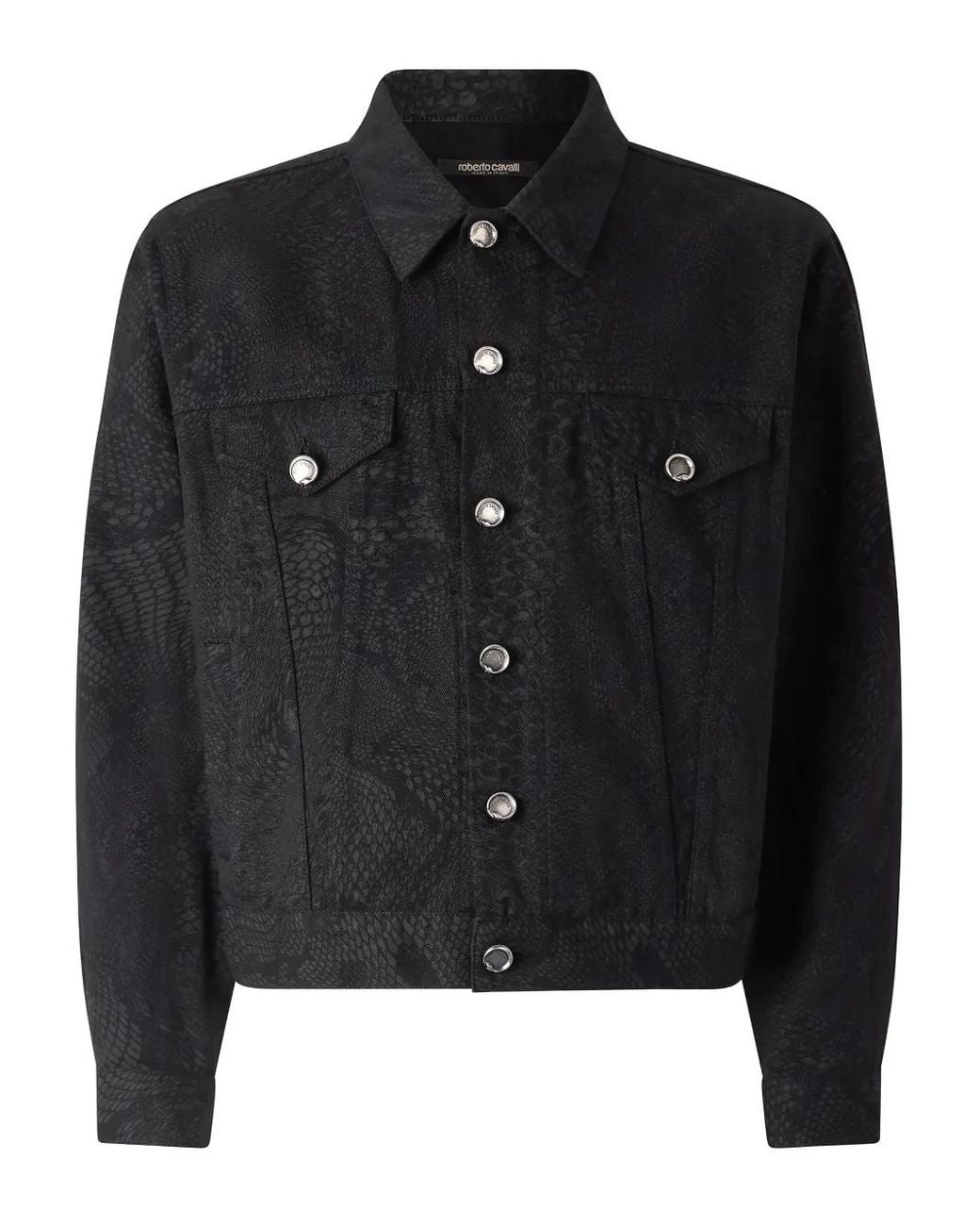 Roberto Cavalli Black Python-Print Jacket for men