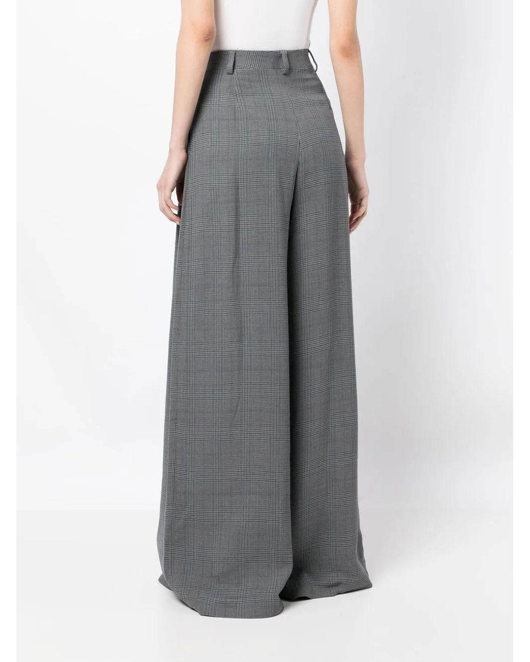 Off-White c/o Virgil Abloh Gray Checked Wide-Leg Trousers