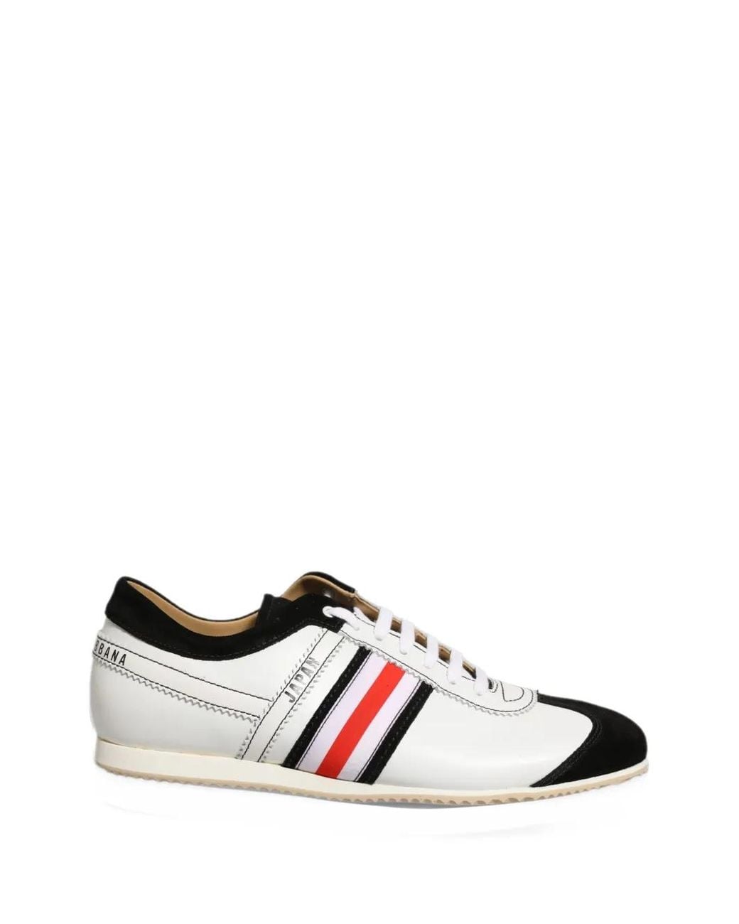 Dolce & Gabbana White Japan Stripe Leather Trainers