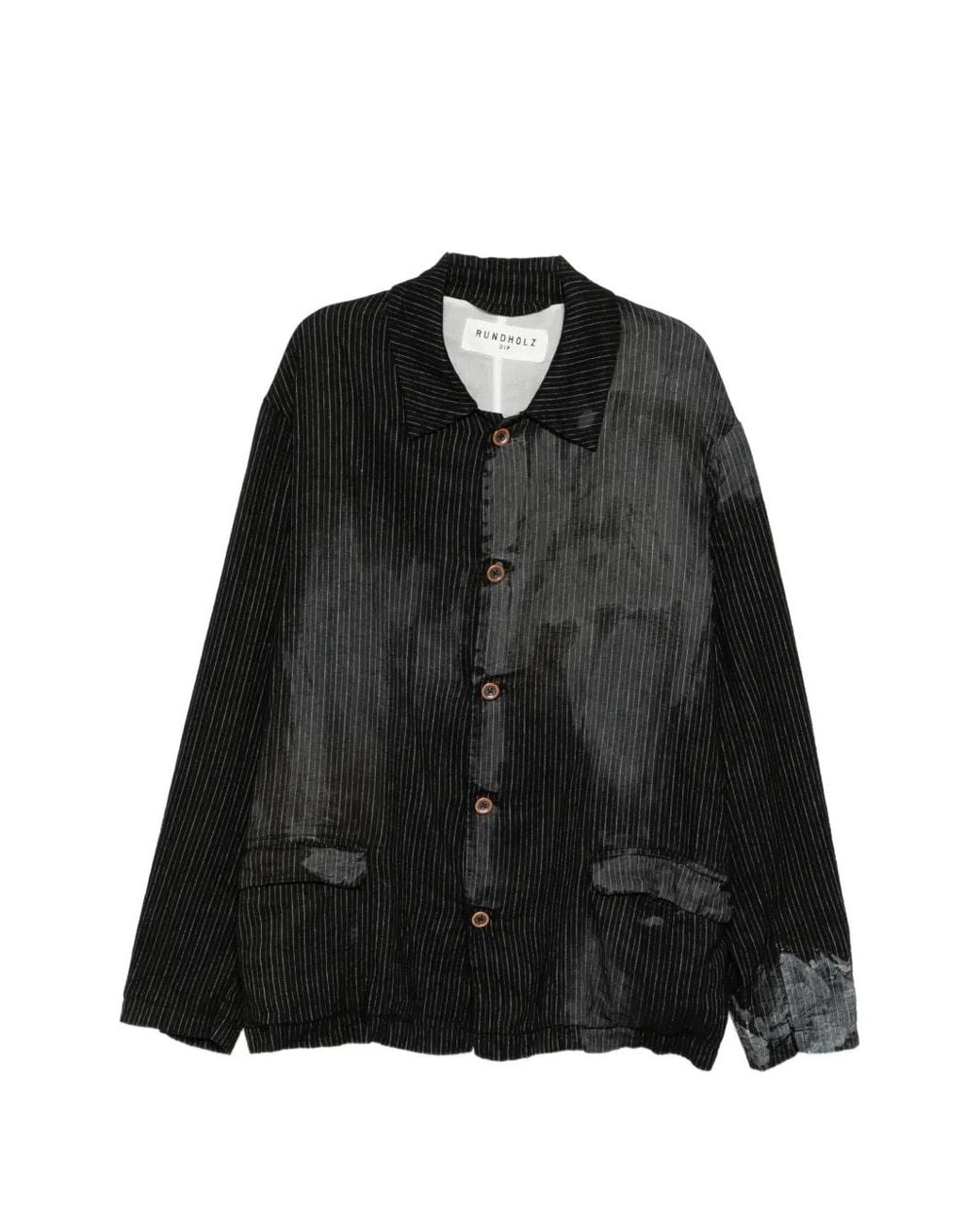 Rundholz Black Pinstripe-Pattern Faded Jacket for men