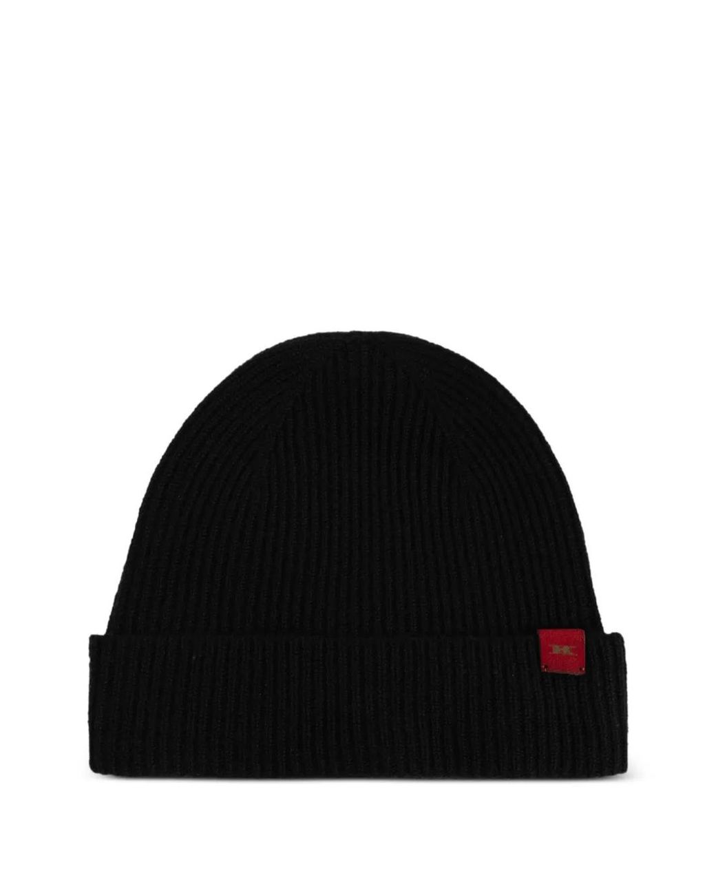 Kiton Black Ribbed-Knit Logo-Patch Beanie Hat for men