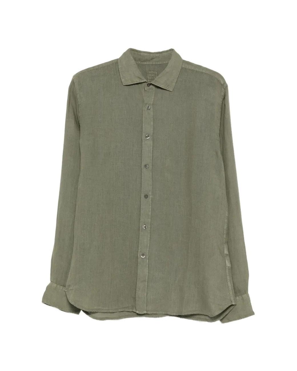 120% Lino Green Buttoned Shirt for men