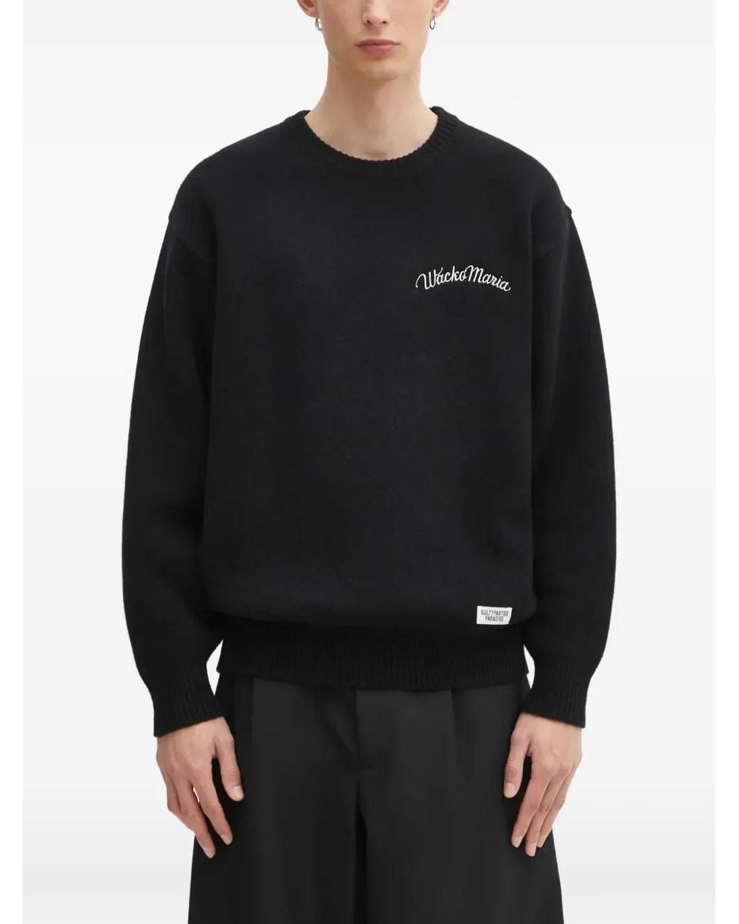 Wacko Maria Logo-Embroidered Sweater in Black for Men | Lyst