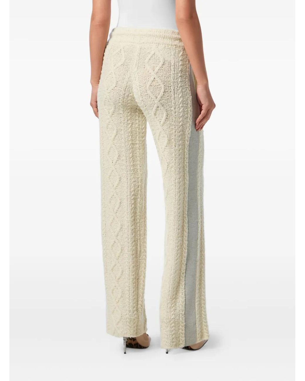 Philipp Plein Natural Knitted Straight-Leg Trousers