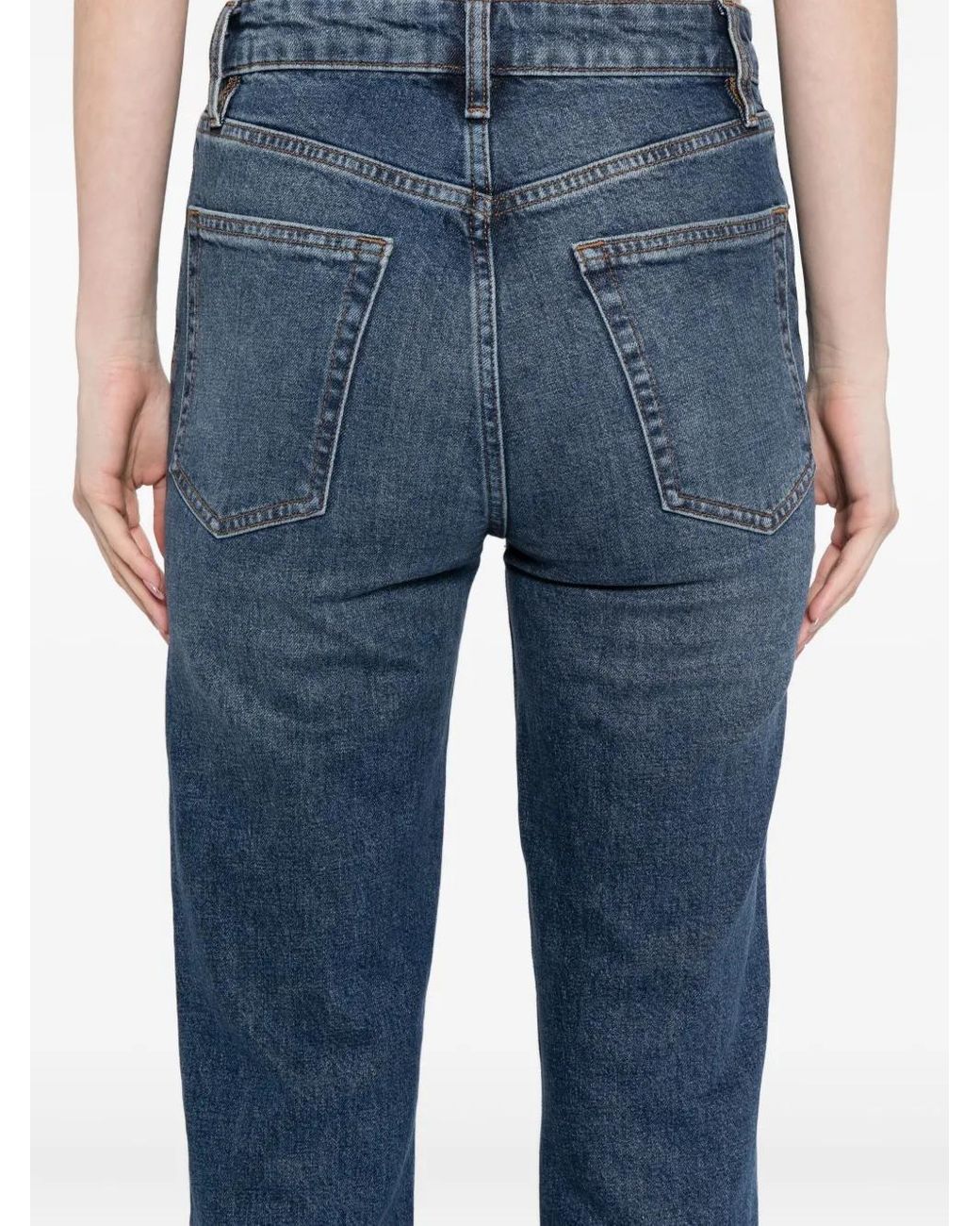 FRAME Blue The Ruler Cropped Jeans