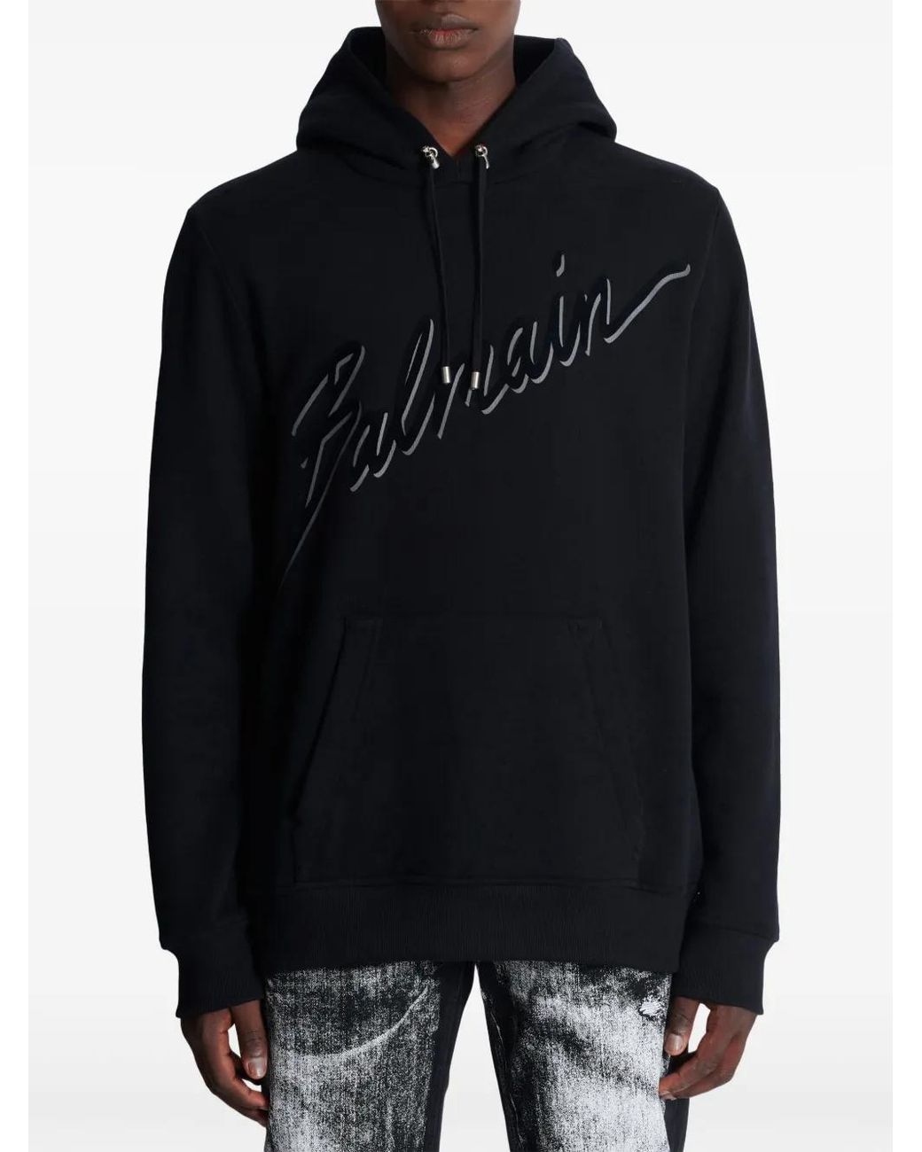 Balmain Black Sweatshirt With Printed Logo for men