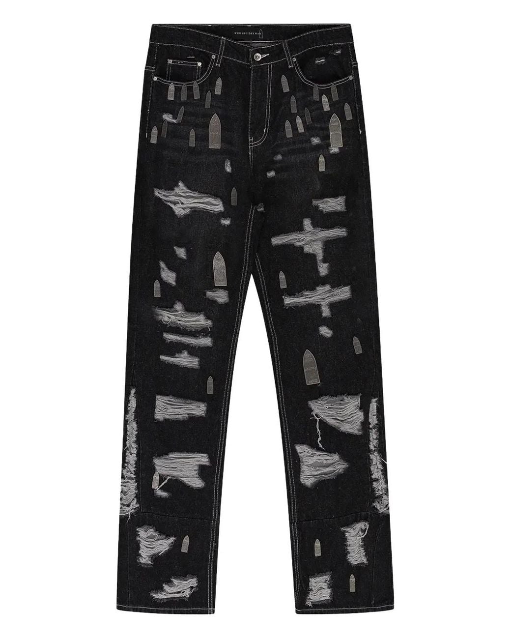 Who Decides War Black Distressed Jeans for men