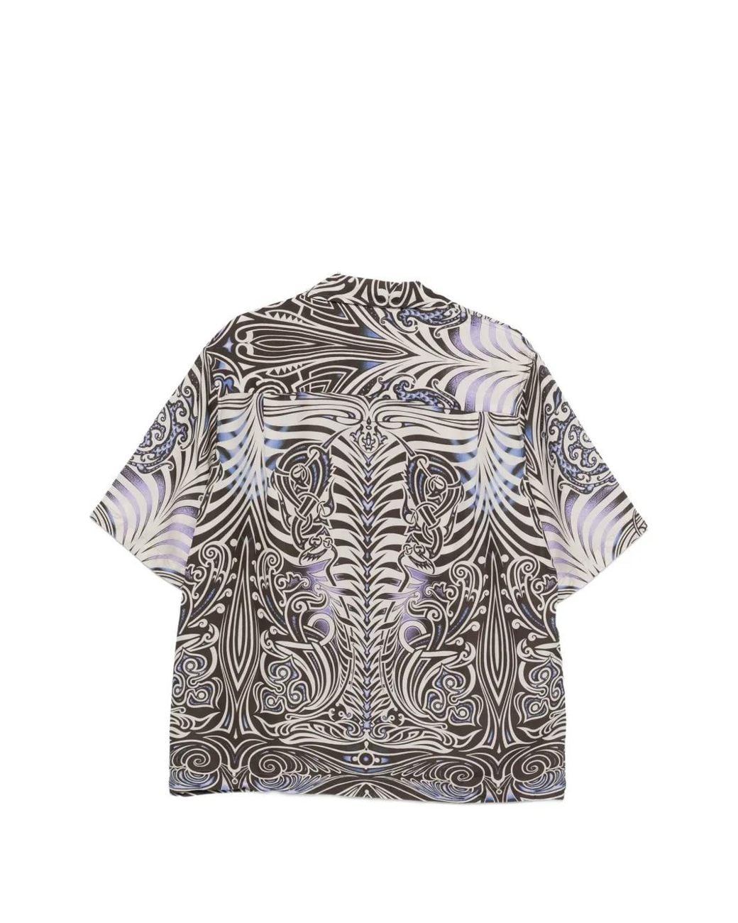 CDLP Gray Graphic-Pattern Camp-Collar Shirt for men