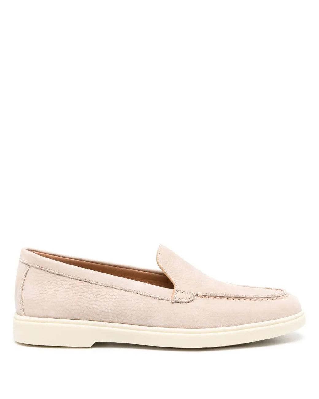 Santoni Natural Closed-Design Leather Loafers With Plush Lining