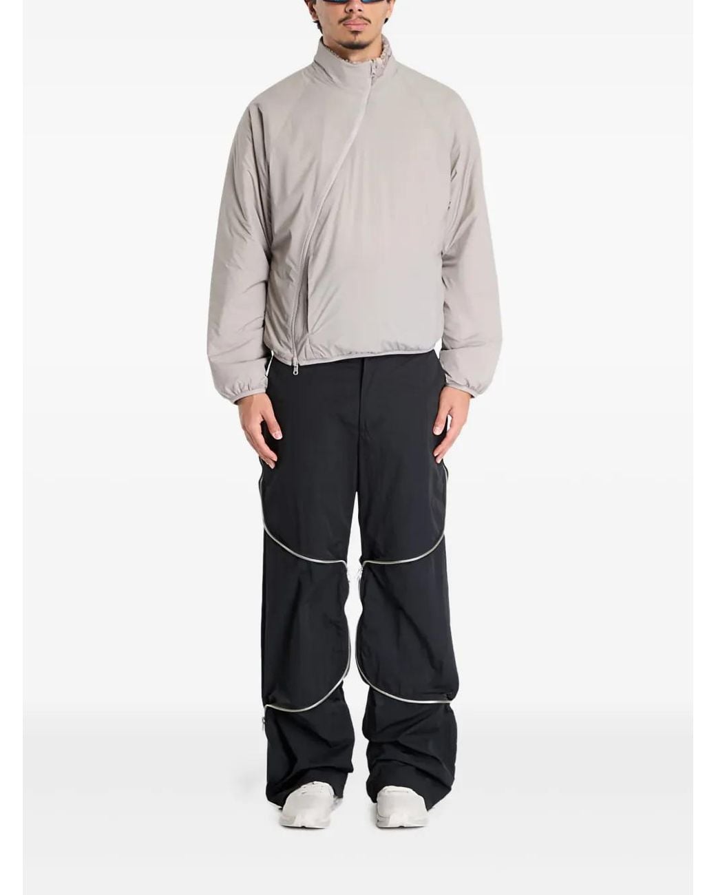 Post Archive Faction PAF River Asymmetric-Zip Jacket in Gray for