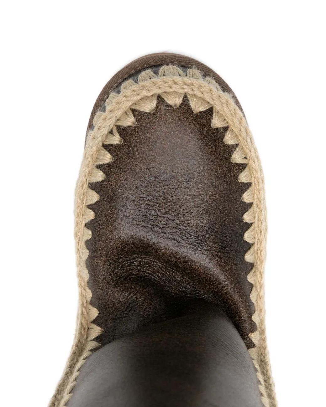 Mou Brown Contrast-Trim Boots