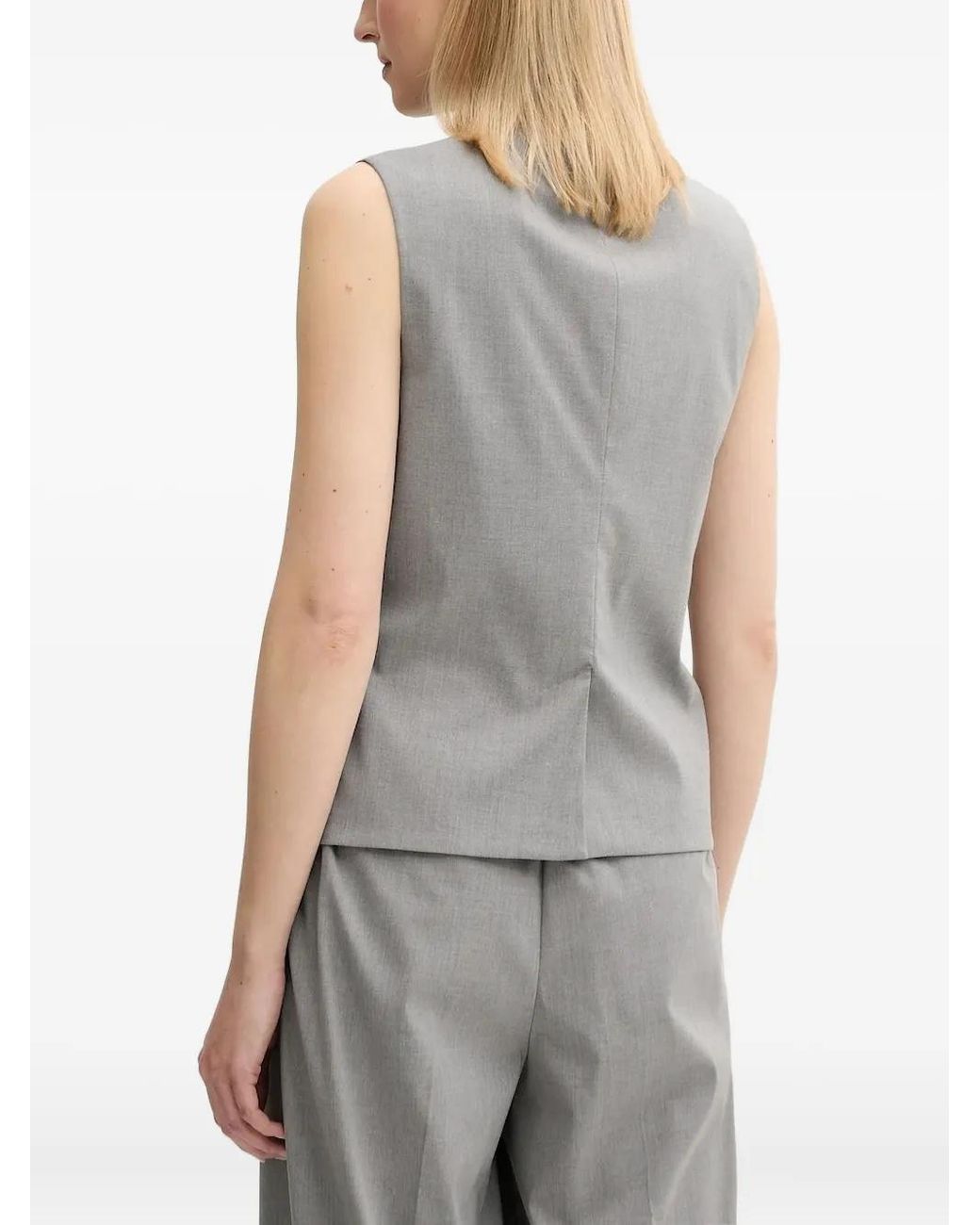 Samsøe & Samsøe Gray Button-Fastening Sleeveless Top