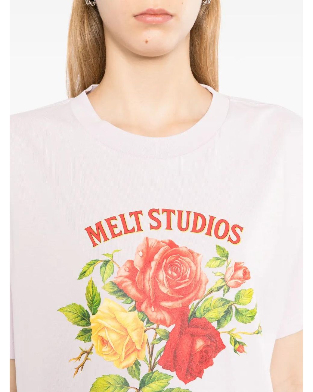 Melt White Floral-Print T-Shirt