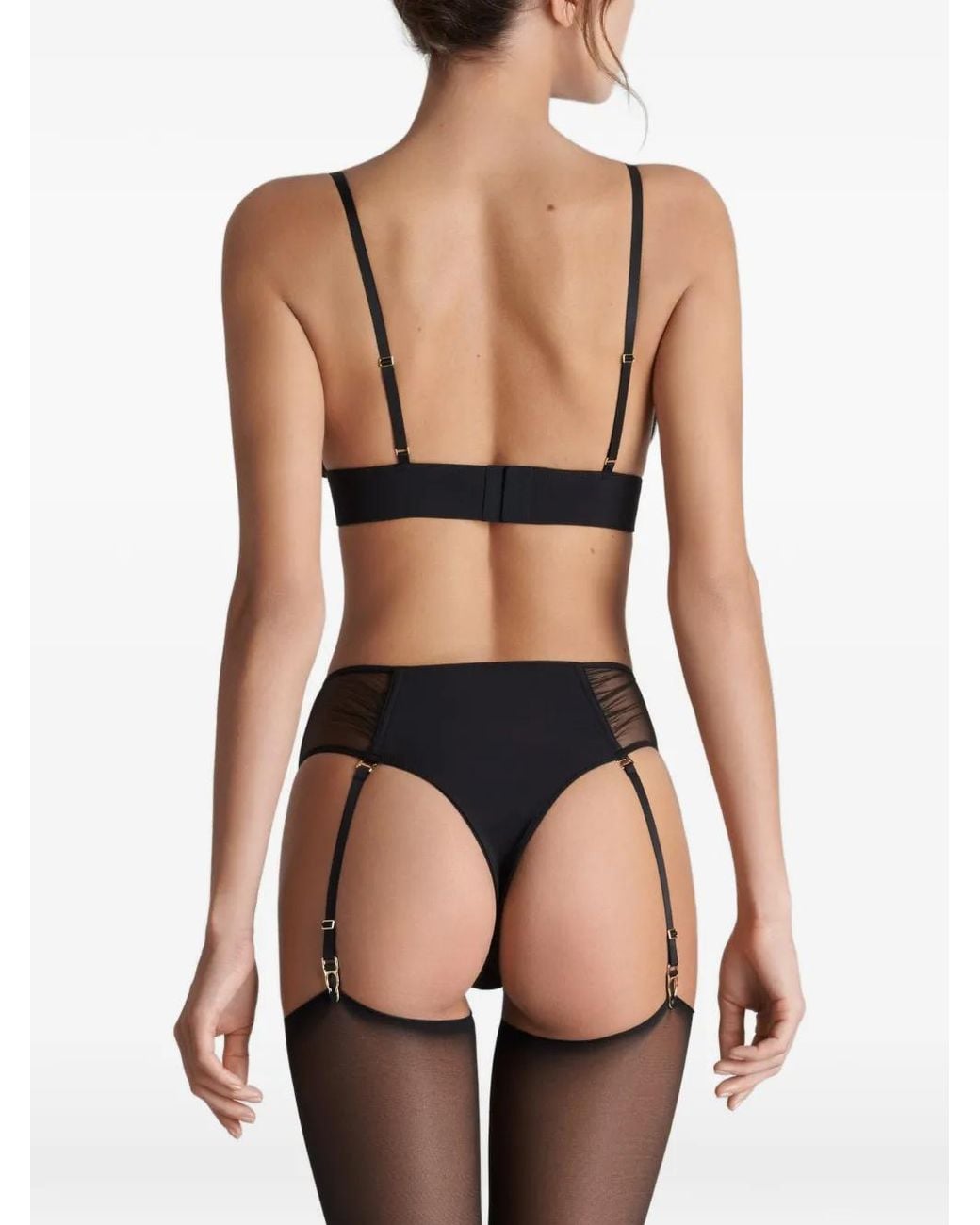Scandale Black Nuit Fauve High-Waist Suspender Thong