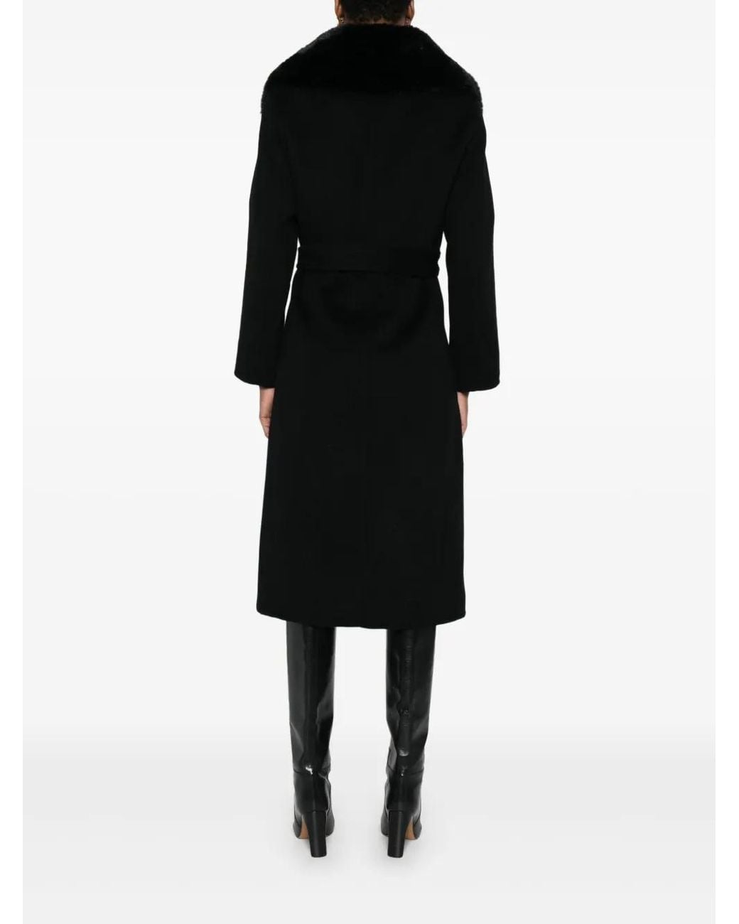 Maje Black Double-Faced Coat With Removable Collar