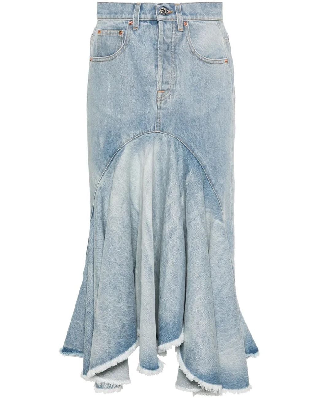 Vetements Blue Godet Denim Midi Skirt