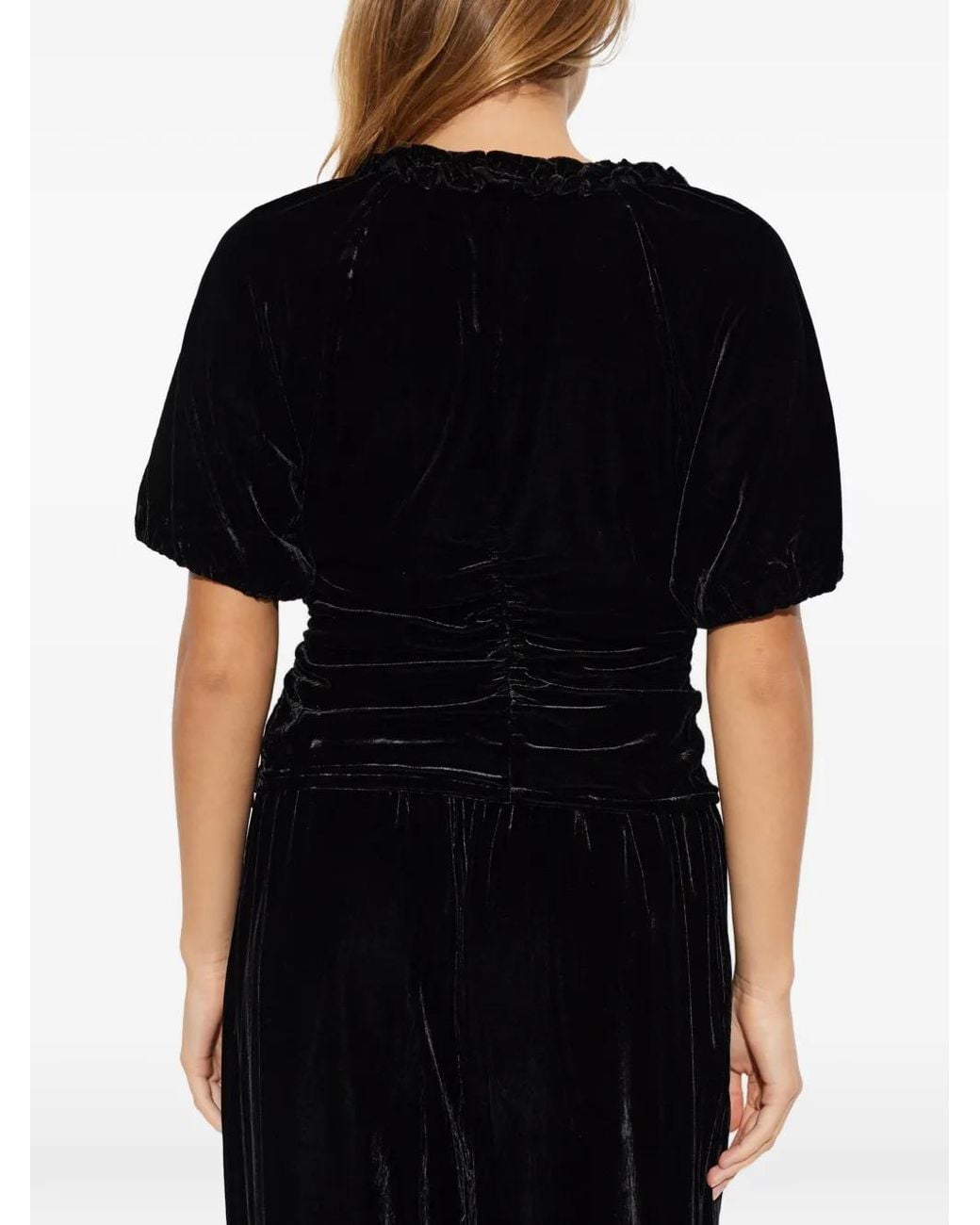 Baum und Pferdgarten Black Melline Ruched Velvet Top