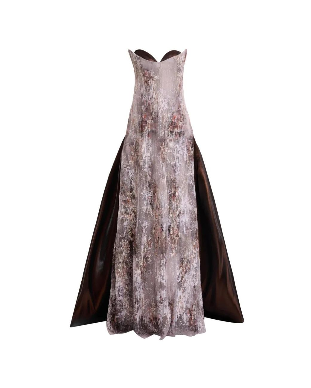 Gemy Maalouf Brown Strapless Sculpted-Neck Dress