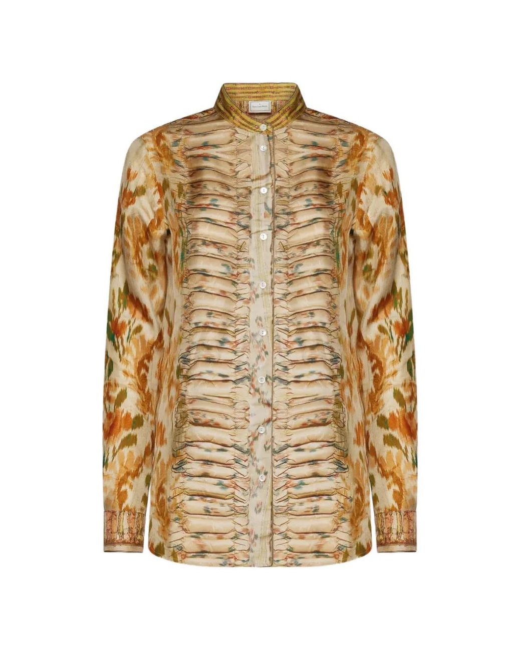 Pierre Louis Mascia Metallic Aloe Long-Sleeve Silk Shirt