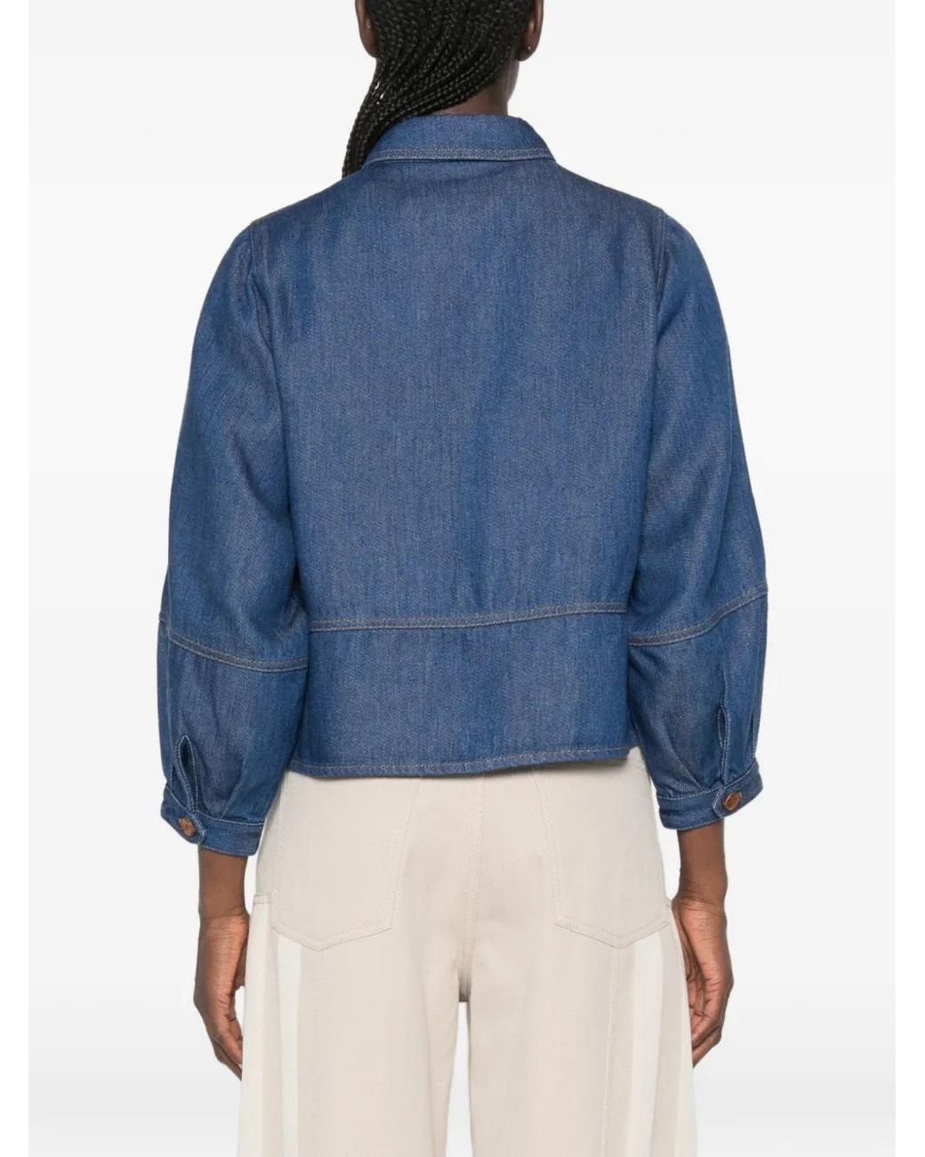 Sessun Blue Contrast-Stitched Jacket