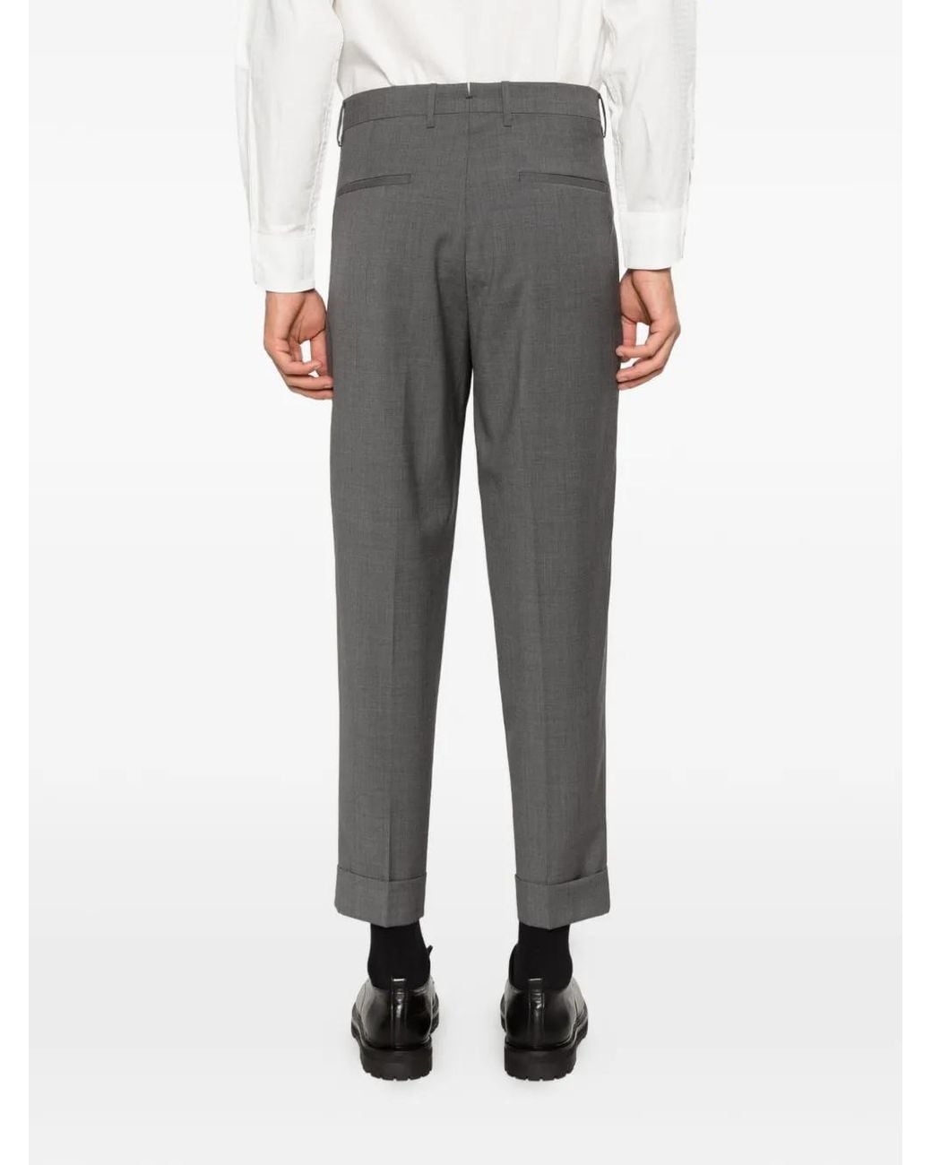 Berwich Gray Chiaia Pleated Cuffed Trousers for men