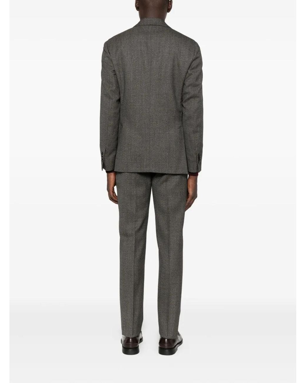 Lardini Gray Herringbone Wool Suit for men