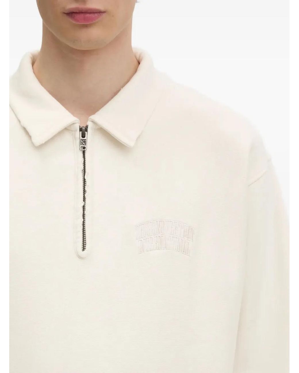 Thisisneverthat White Half-Zip Kangaroo Pocket Sweatshirt for men