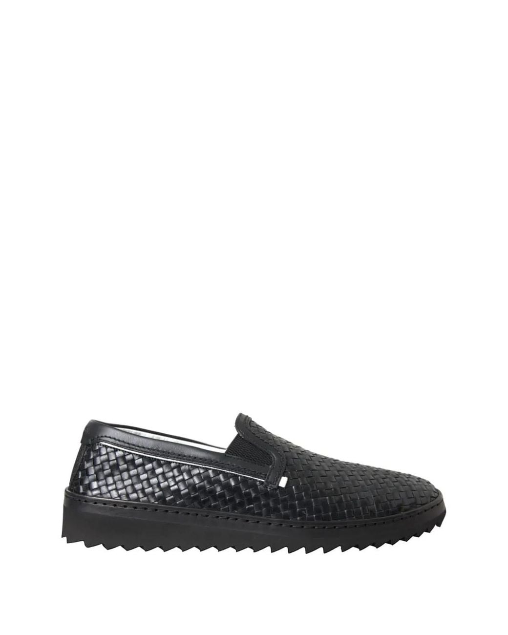 Dolce & Gabbana Black Woven Leather Loafers for men