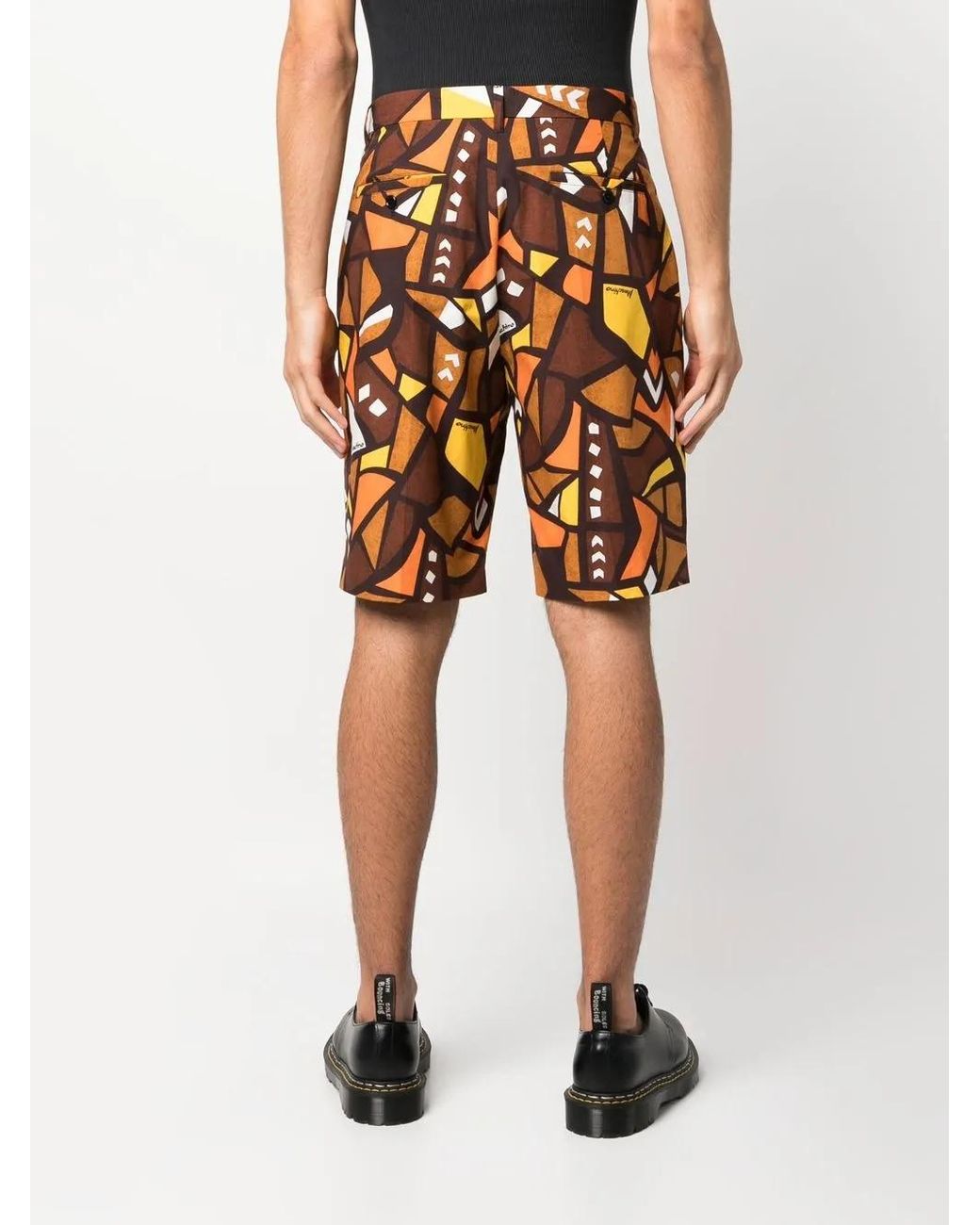 Moschino Orange Mosaic-Print Tailored Shorts for men
